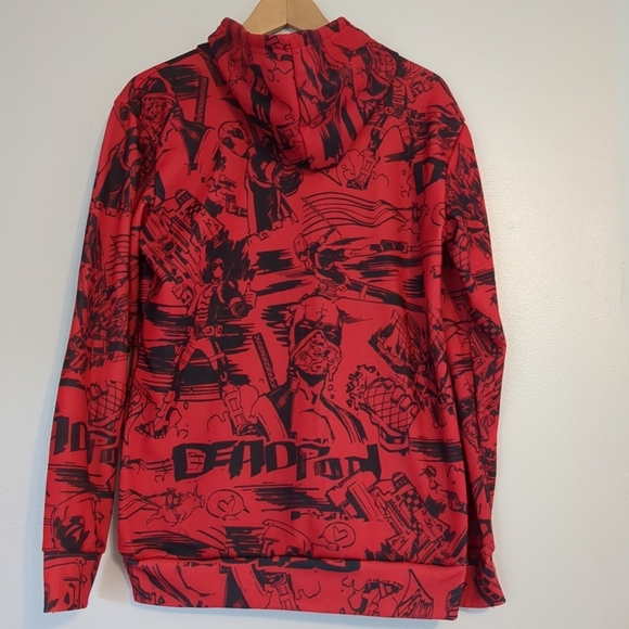 Marvel Deadpool Hoodie Graphic Logo Mens Small Red Streetwear Cosplay - Picture 4 of 9